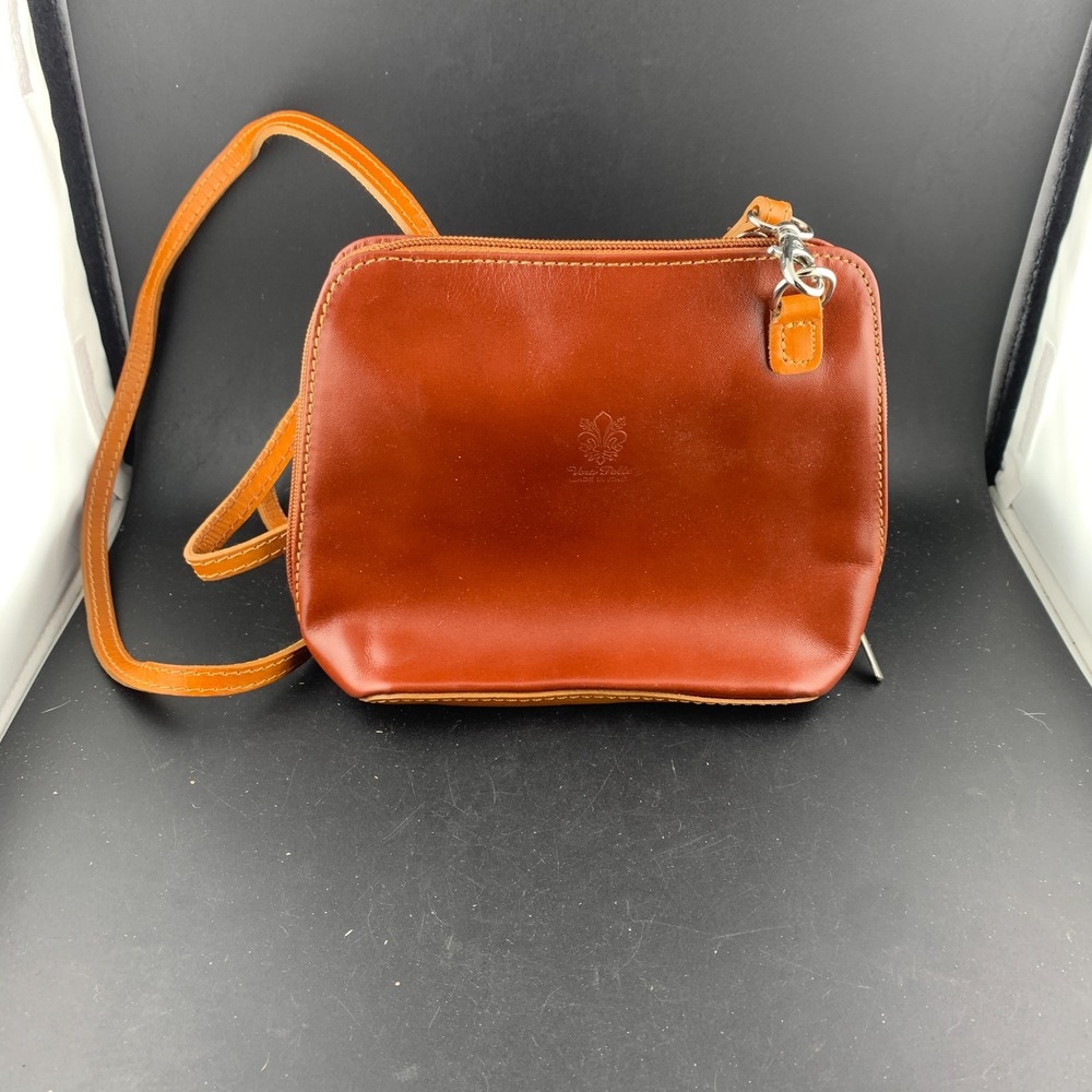 Vera Pelle Shoulder Bag Womens Small Amber Good Leather Crossbody Italian Zip